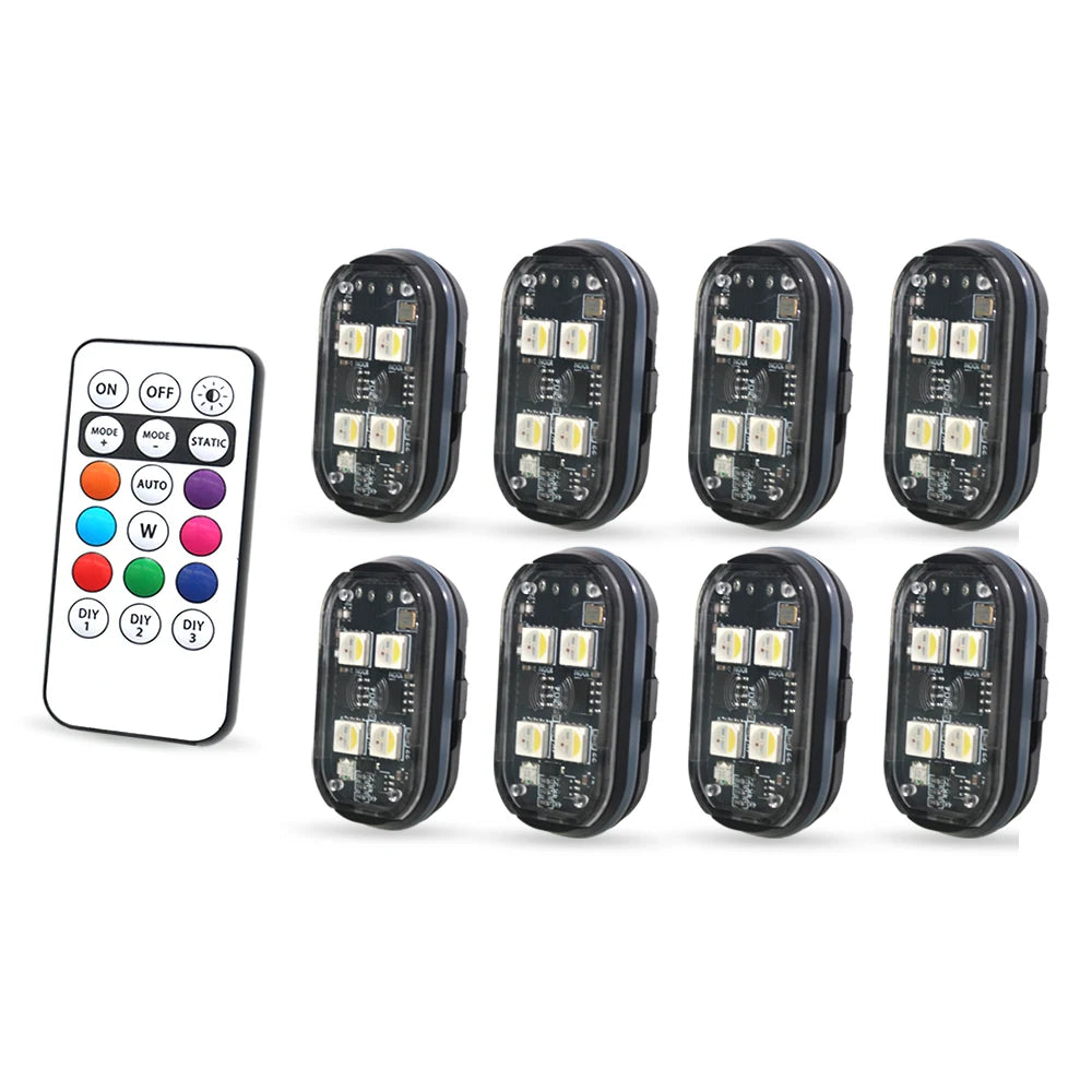 Wireless LED Car Strobe Lights (4pc Rechargeable Kit)